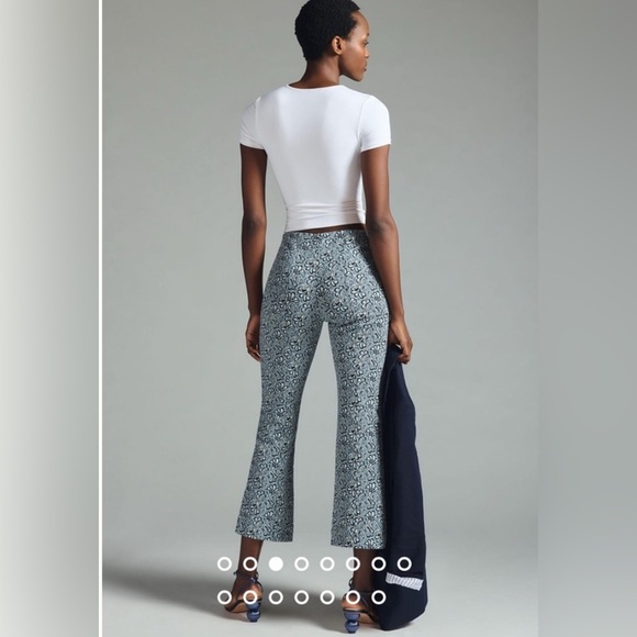 Anthropologie Maeve Margot Kick Flare Crop Pant M Pull On Stretch Paisley Office - Picture 2 of 13